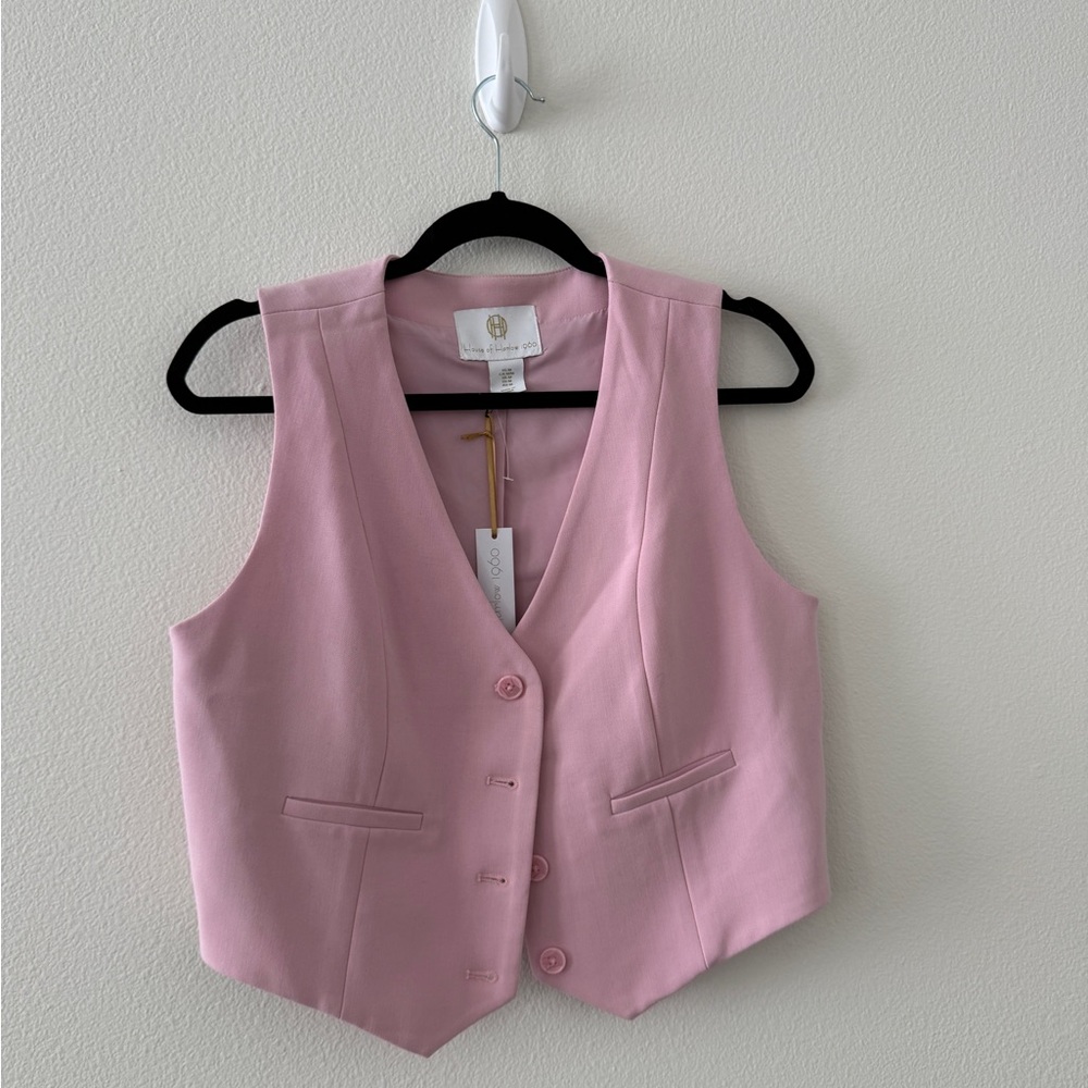 House of Harlow 1960 vest + Pleated High-Waist Trousers — Pink